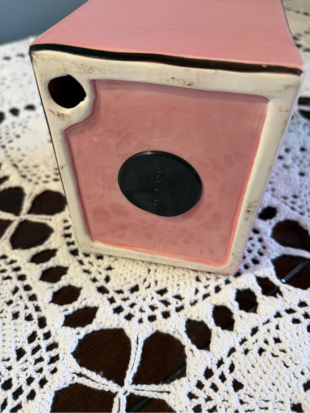Retro Pink Ceramic Oven Decorative Accent Piggy Bank - Picture 4 of 4